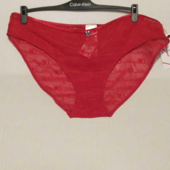 Calvin Klein Red "I love you" Small See Thru Bikini Panties. New with Tag - Picture 1 of 5